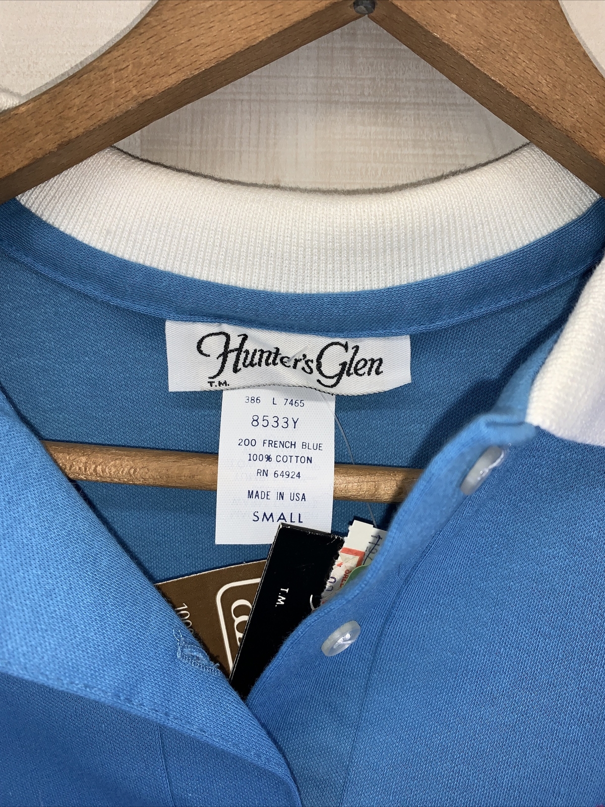 Vintage 1990s Hunters Glen Womens Blue/Pink Polo Short Size S NWT