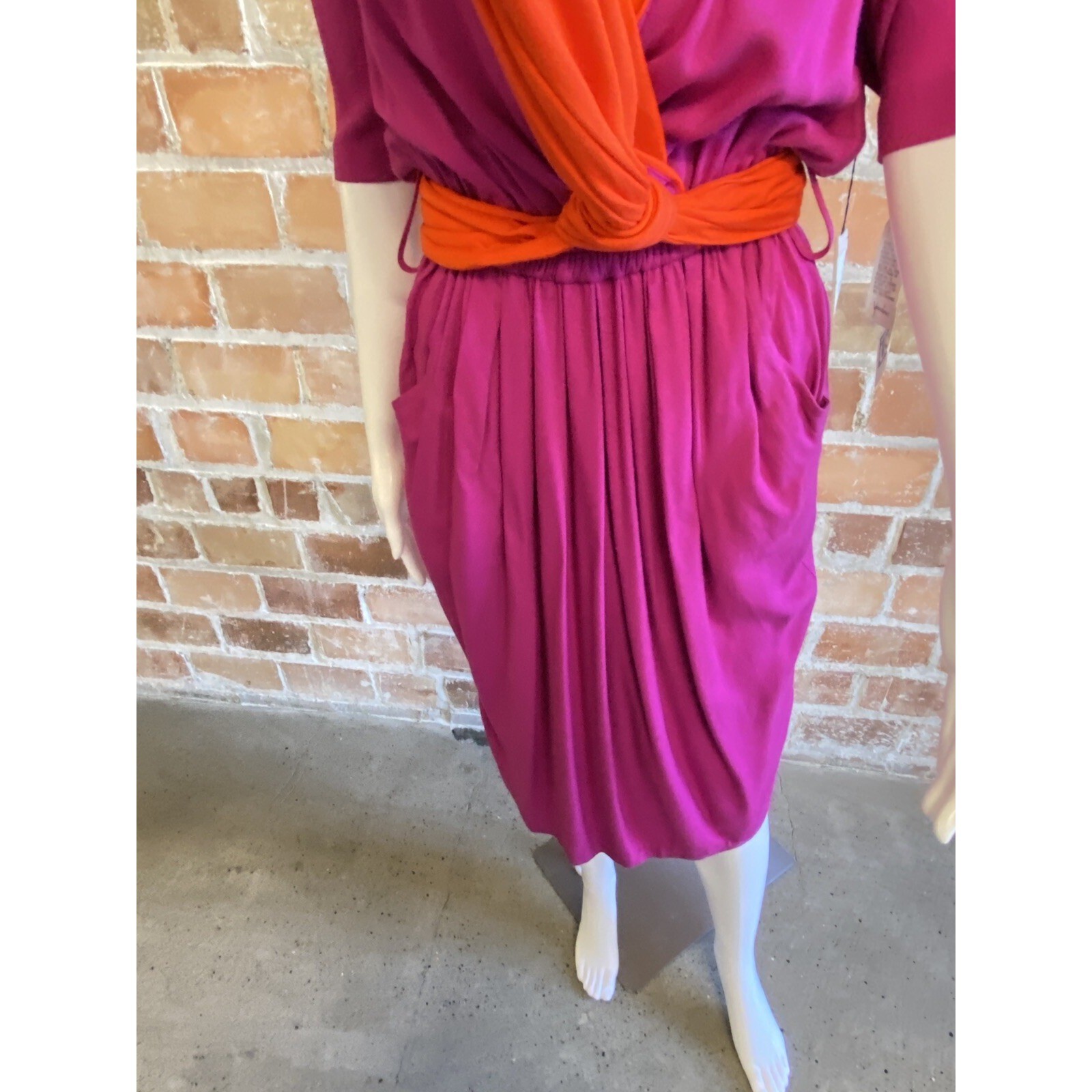 Vintage NWT KAREN KANE Designer Pocketed Wrap Dress Red Pink Size 6 RN59168