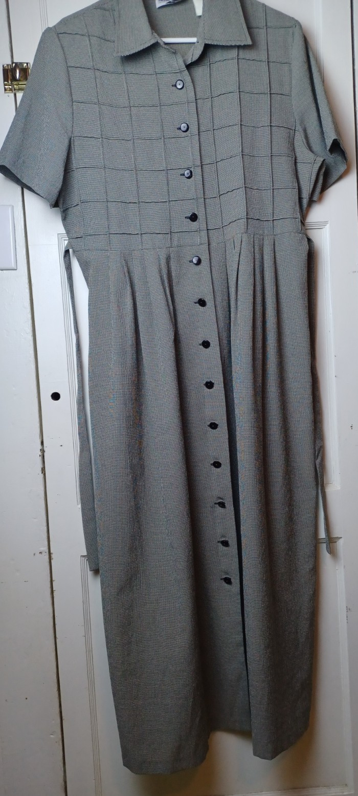 Sunshine Starshine Vintage Xl 80s/90s Maxi Tie Back Dress black and white check