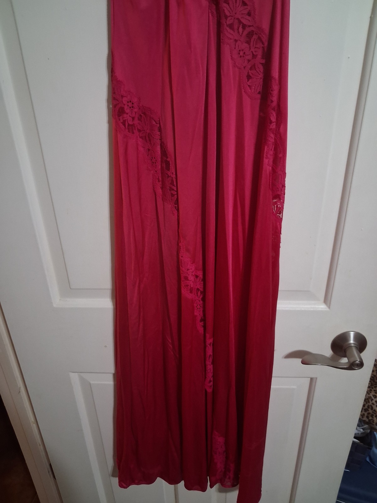 Vanity Fair Dark Red Long Nightgown Vintage M To L Very Feminine Slippery
