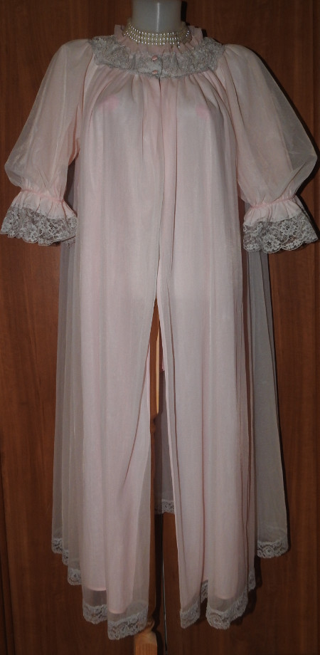 RARE!Vintage St.Michael double layer Negligee Pegnoir Robe Morgenmantel L