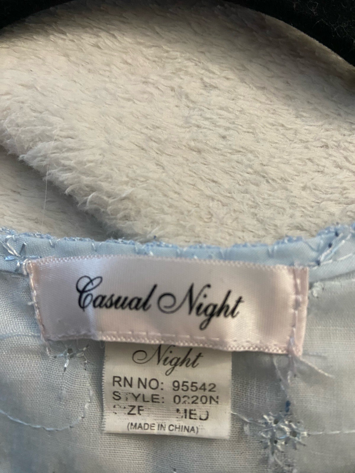 Casual Night Vintage Nightgown M Blue Eyelet Cottagecore Button Short Sleeve 41”