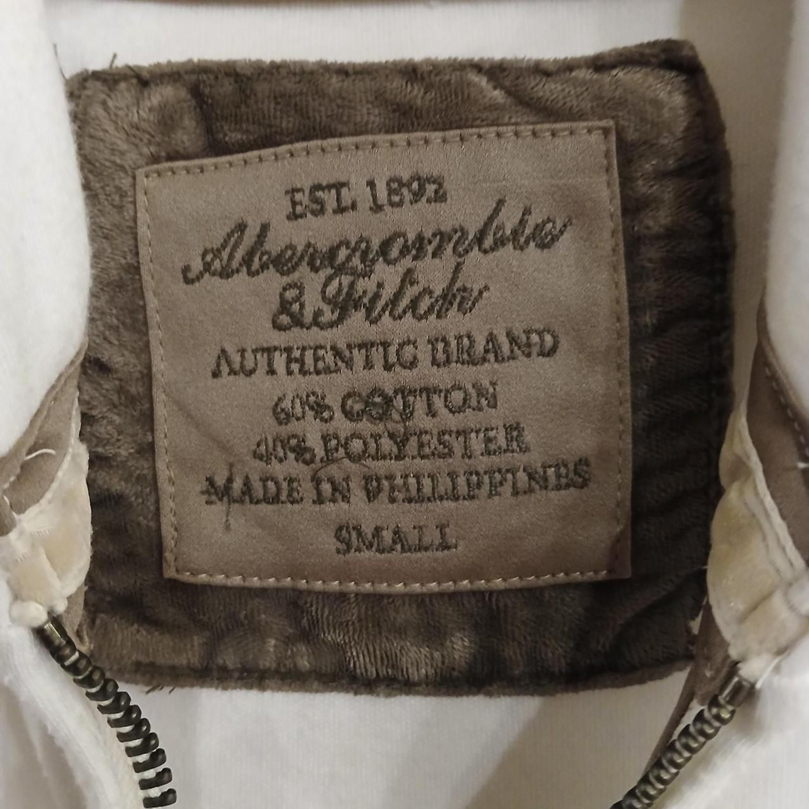 Y2K Abercrombie & Fitch white full double zip lightweight hoodie big tag S