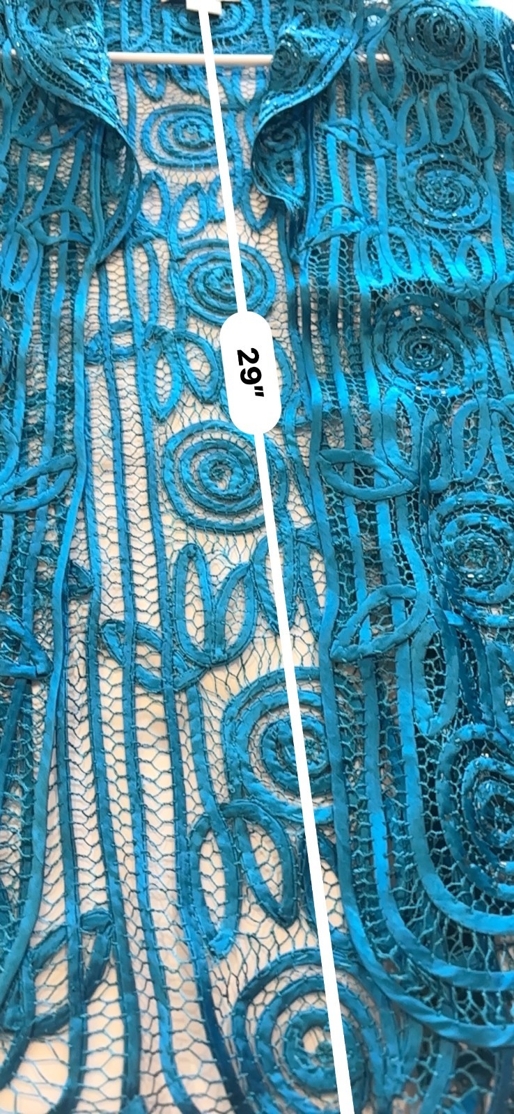 Soulmates 100% Silk Soutache Lace Open Jacket M Teal Handmade Art Deco Vintage