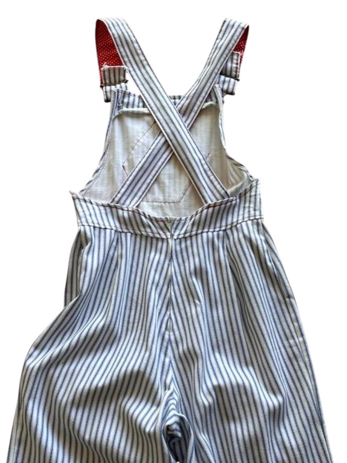 1970s Bell bottom Overalls Striped with star patch 26×31 vintage 70s