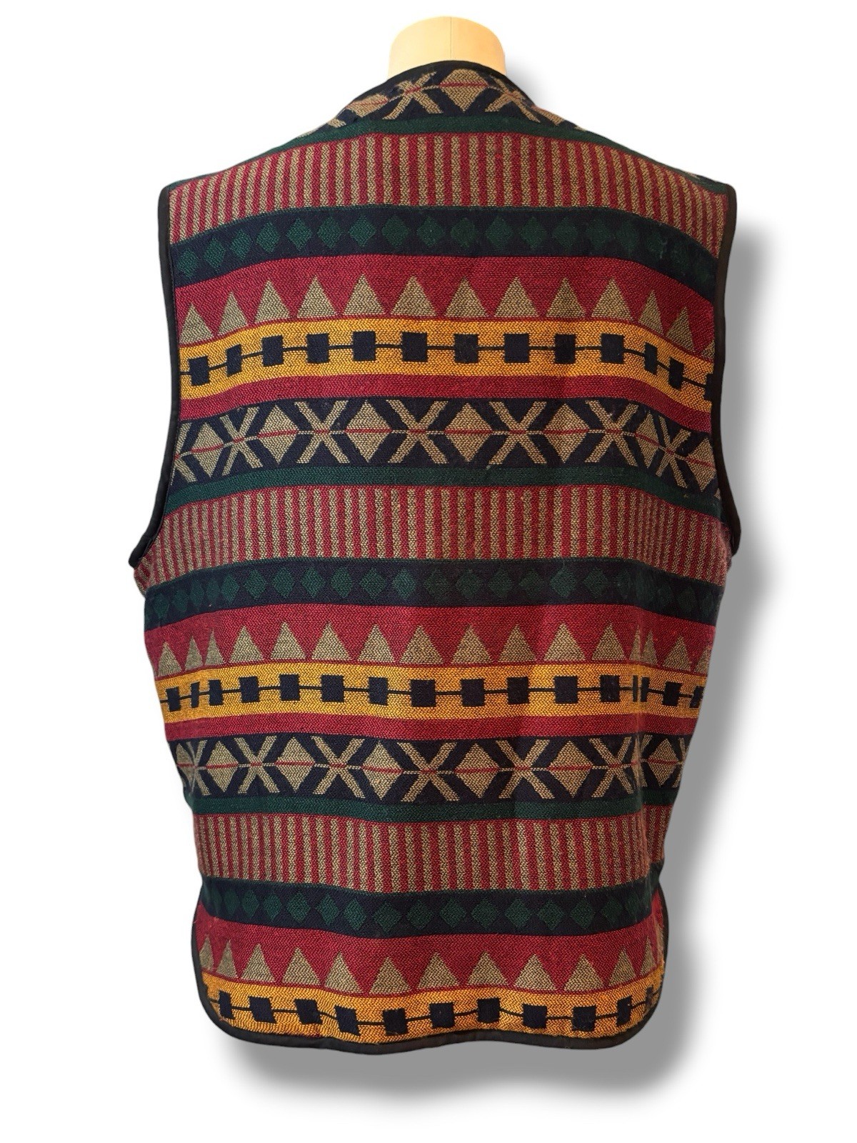 Vintage Geometric Design Zip Up Insulated Vest By Rough USA Women’s Size Medium