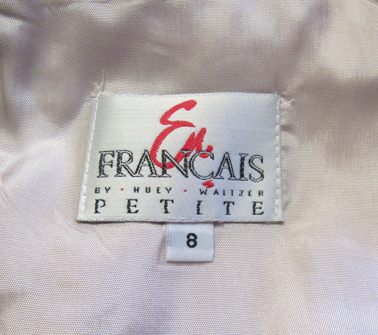 VINTAGE 1990s EN FRANCAIS PETITE HUEY WALTZER DRESS SIZE 8 SILVER GRAY POLY