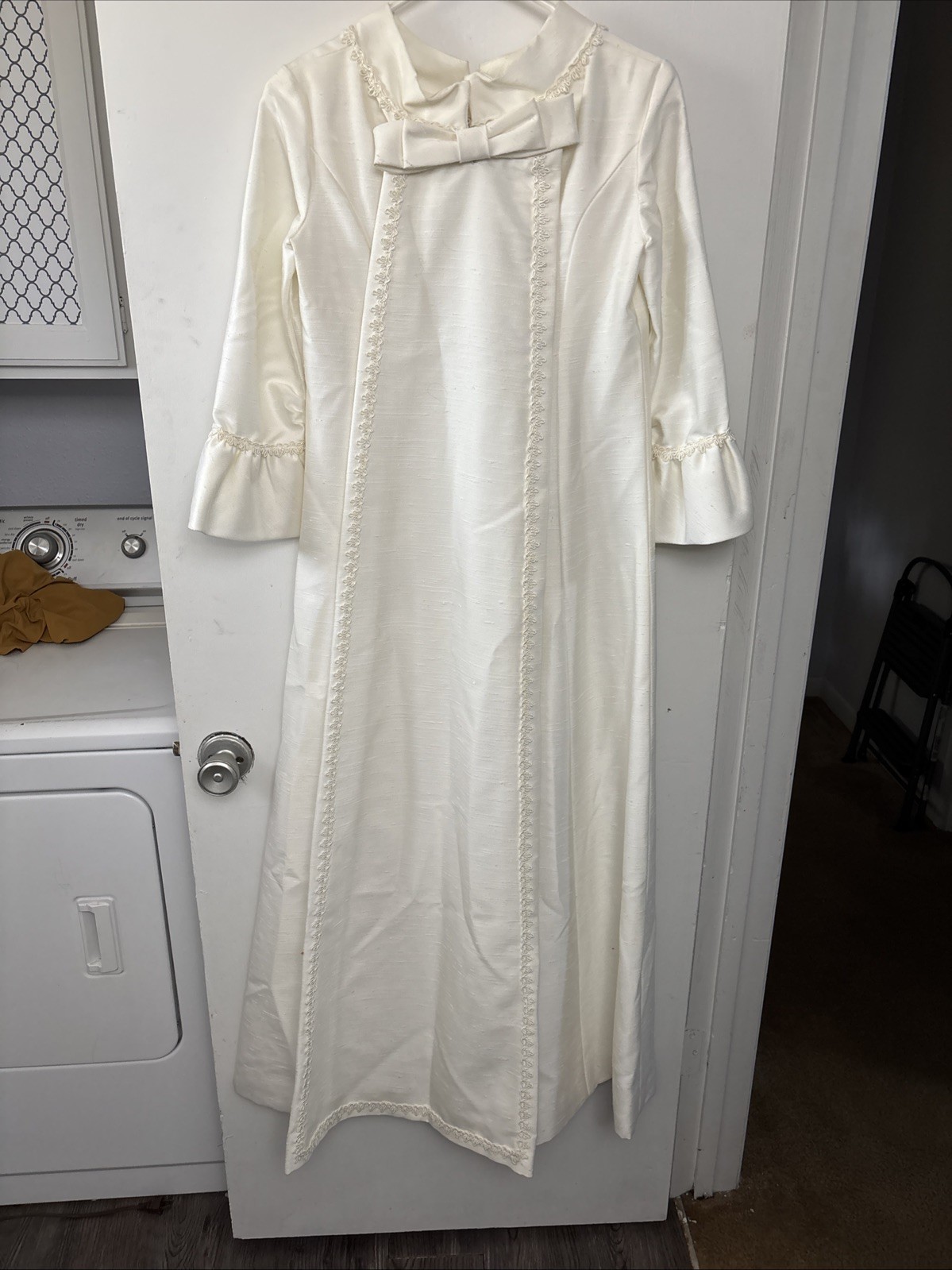 Vintage Lorrie Deb of San Francisco 1950s Ivory Wedding Dress Cape Train SZ 9 10