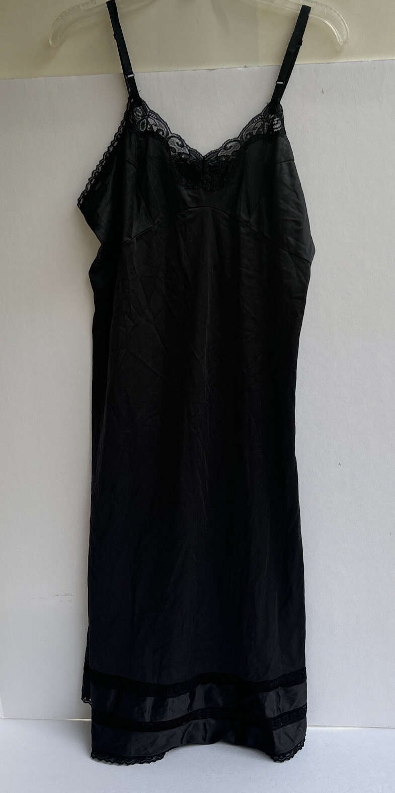Vintage Adonna For J.C. Penney Nylon Full Dress Slip Size 36 In Bust Black Lace