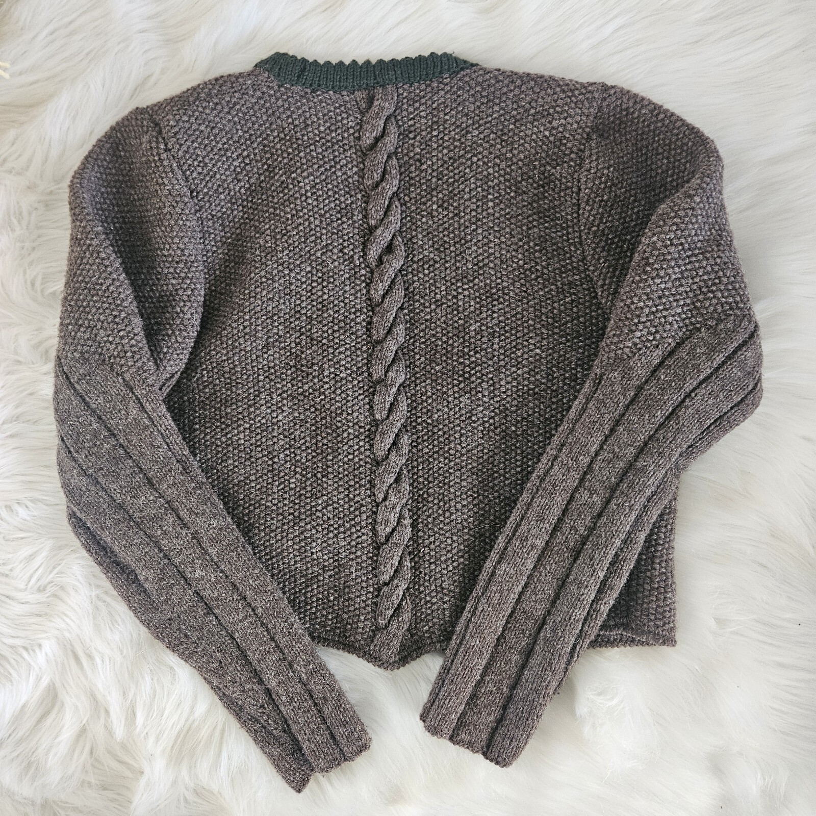 VTG Austria Jacket Octoberfest Cable Knit Hand Stitch Wool Crop Vienna US-M 70s