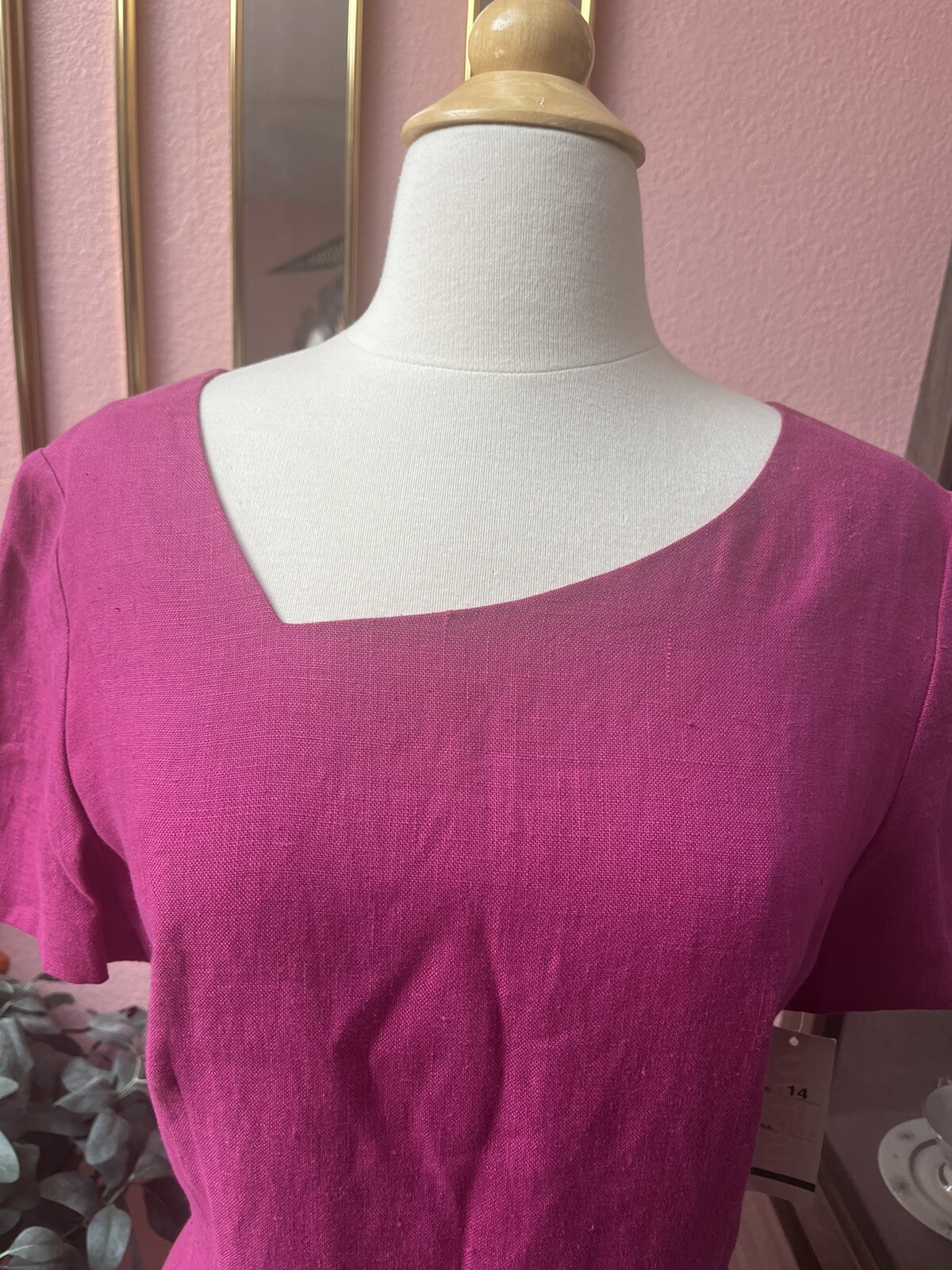 1980’s Deadstock Oberon NY | Fuchsia Sheath Dress | Size 14