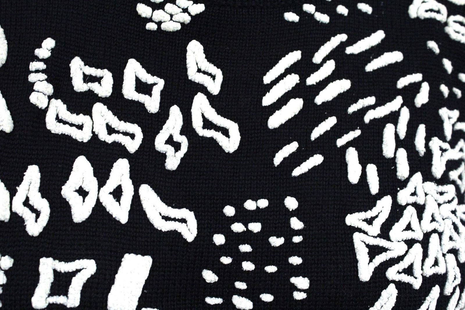 Vtg 80s Sweater Bee Banff Black White Flocked Pullover Wide Waistband L NWT