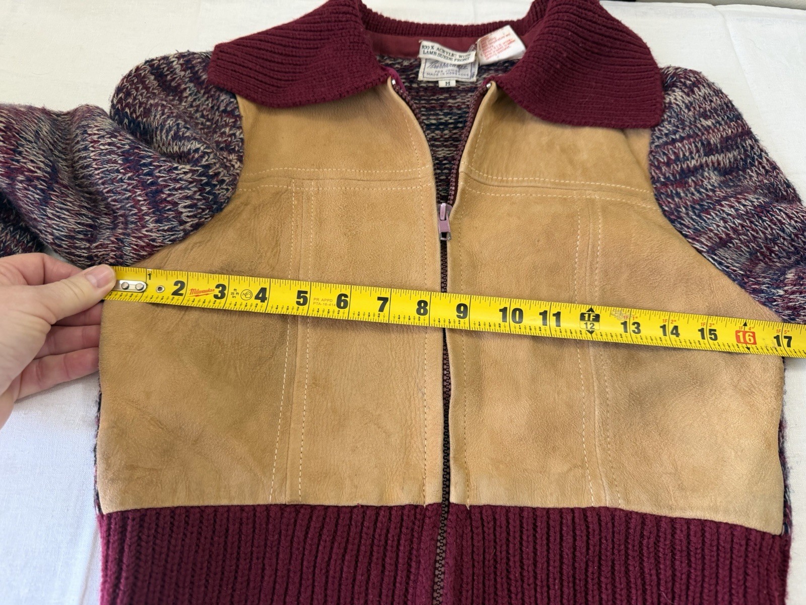Vintage Retro Barbara Lee Jrs 70’s Suede Front Sweater Jacket Cropped S/M