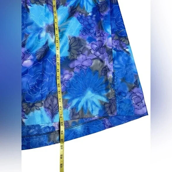 VTG 70s Sun Fashions of Hawaii Floral Muumuu Dress Blue Purple Maxi Aloha Gown
