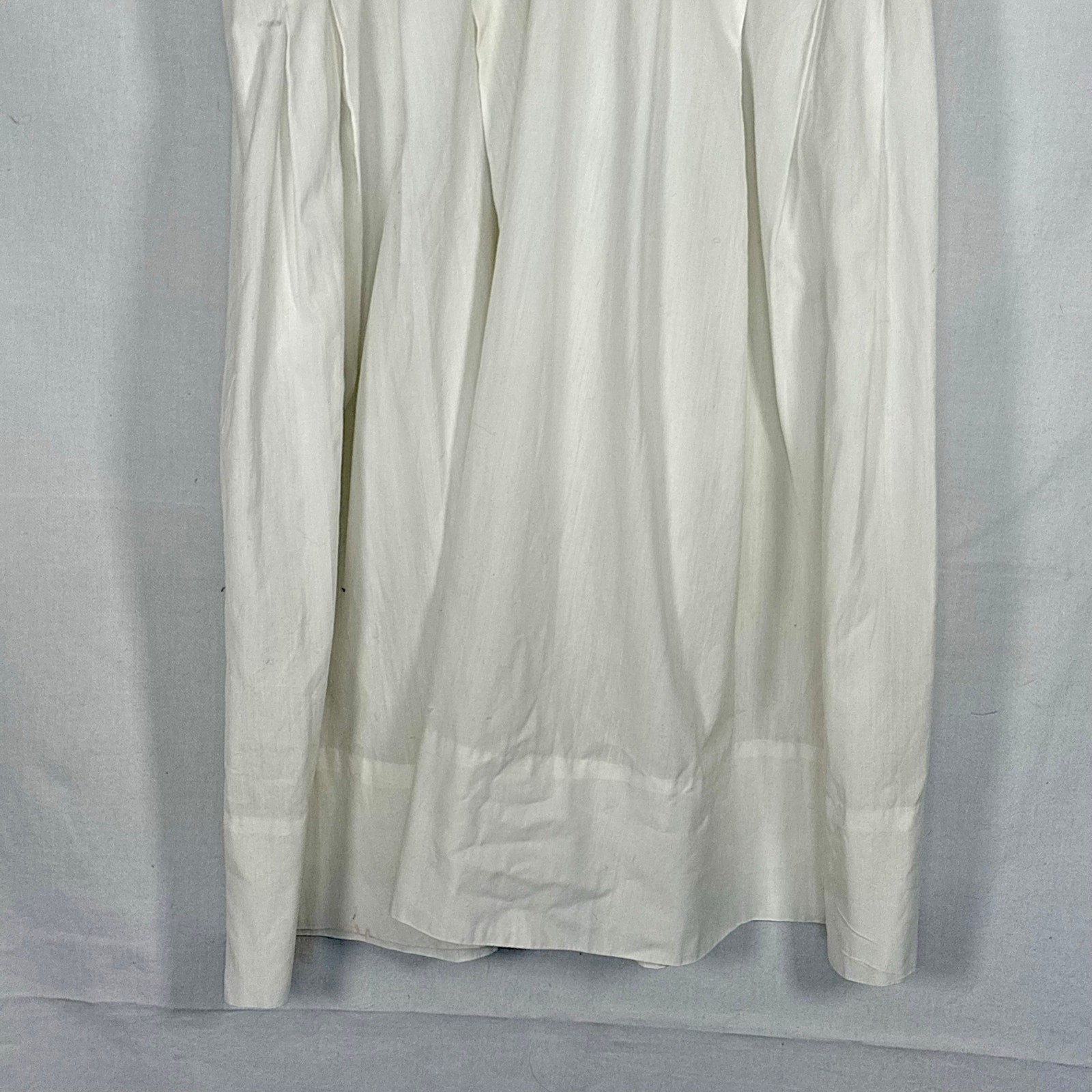 Vintage 1950s White Cotton Day Dress Crochet Trim Pleated Skirt Side Metal Zip