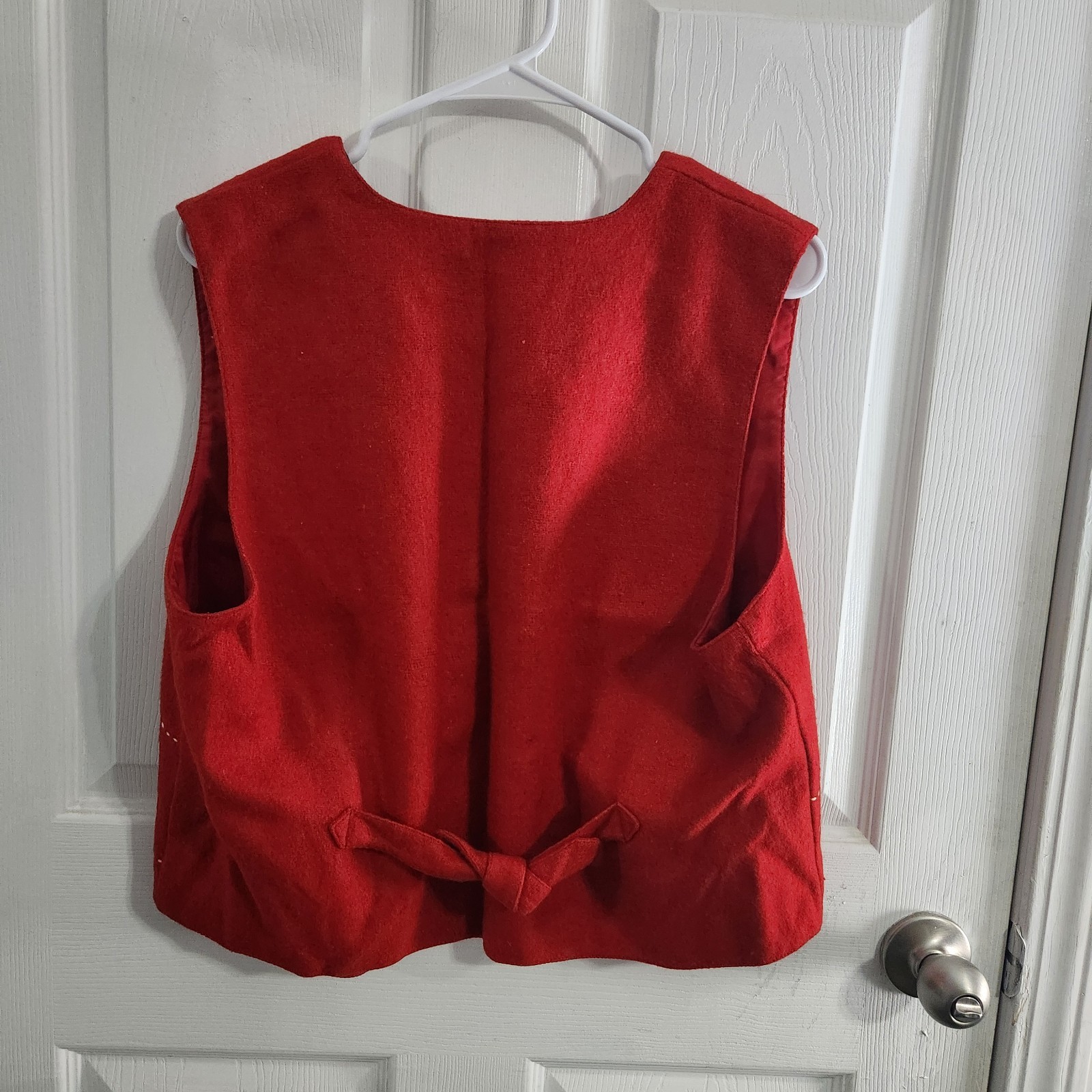Vintage christmas vest wool holiday party lagenlook buttons embroidered women LG