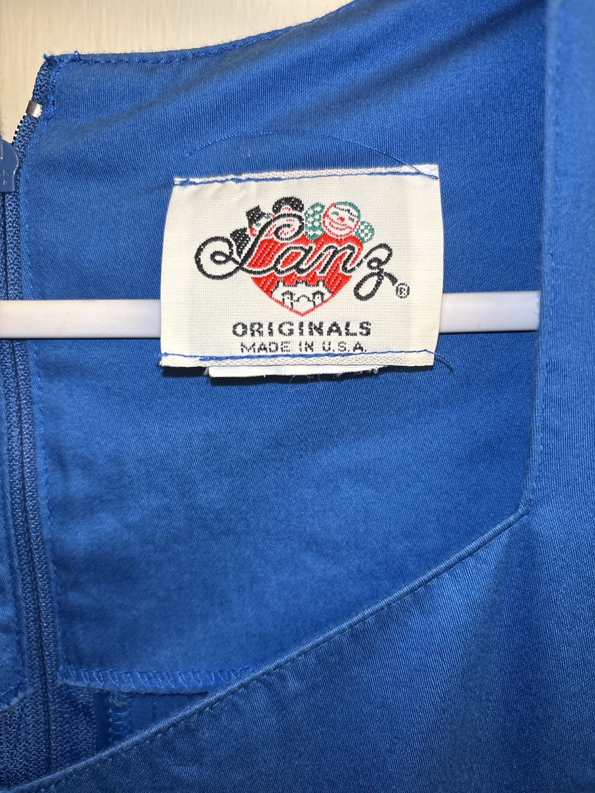 Vintage Lanz Originals Dress Women’s S/M Royal Blue Cottagecore Cut Tag Flaw
