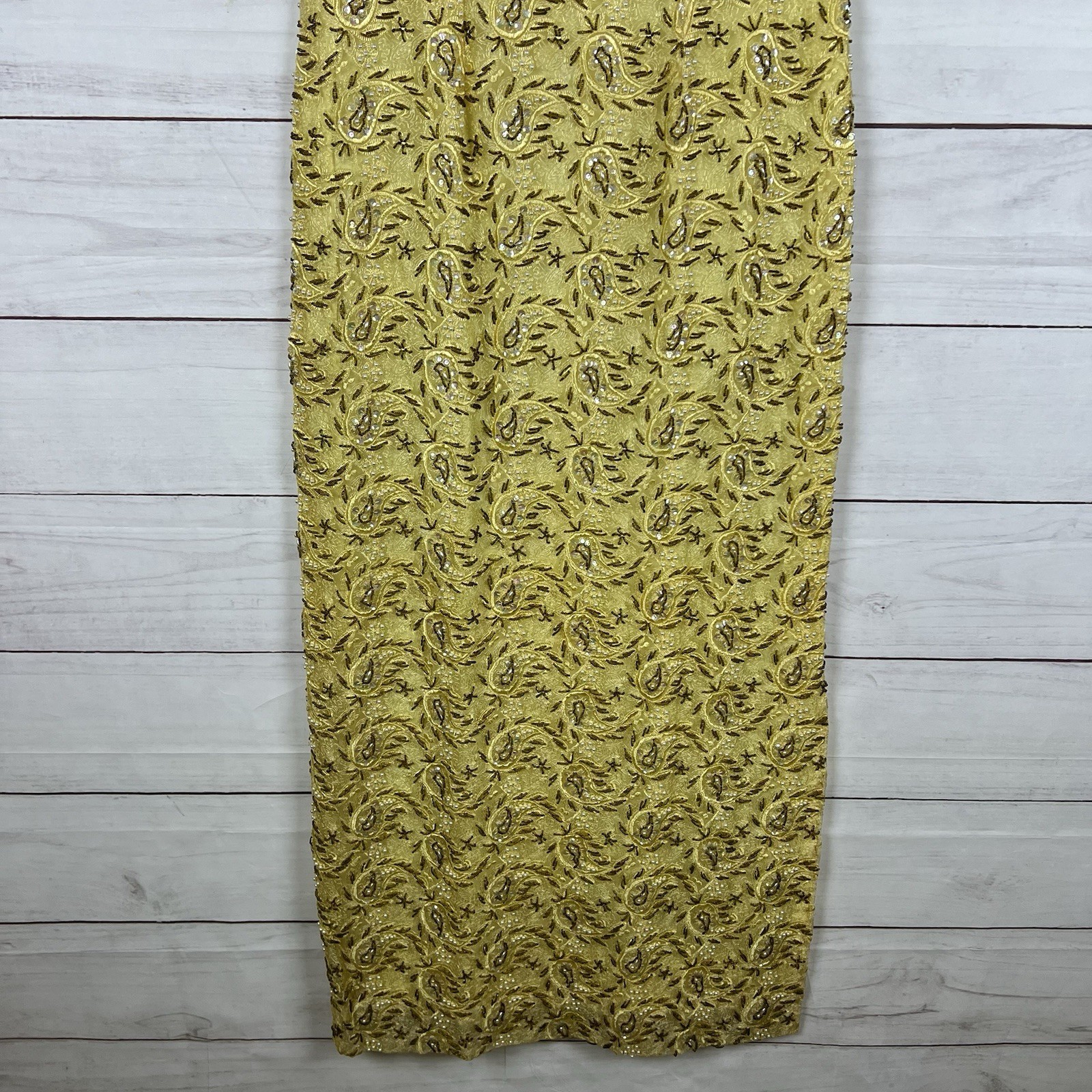 Vintage 50s 60s Charles & Co. Gold Beaded Dress and Jacket Both Size 36