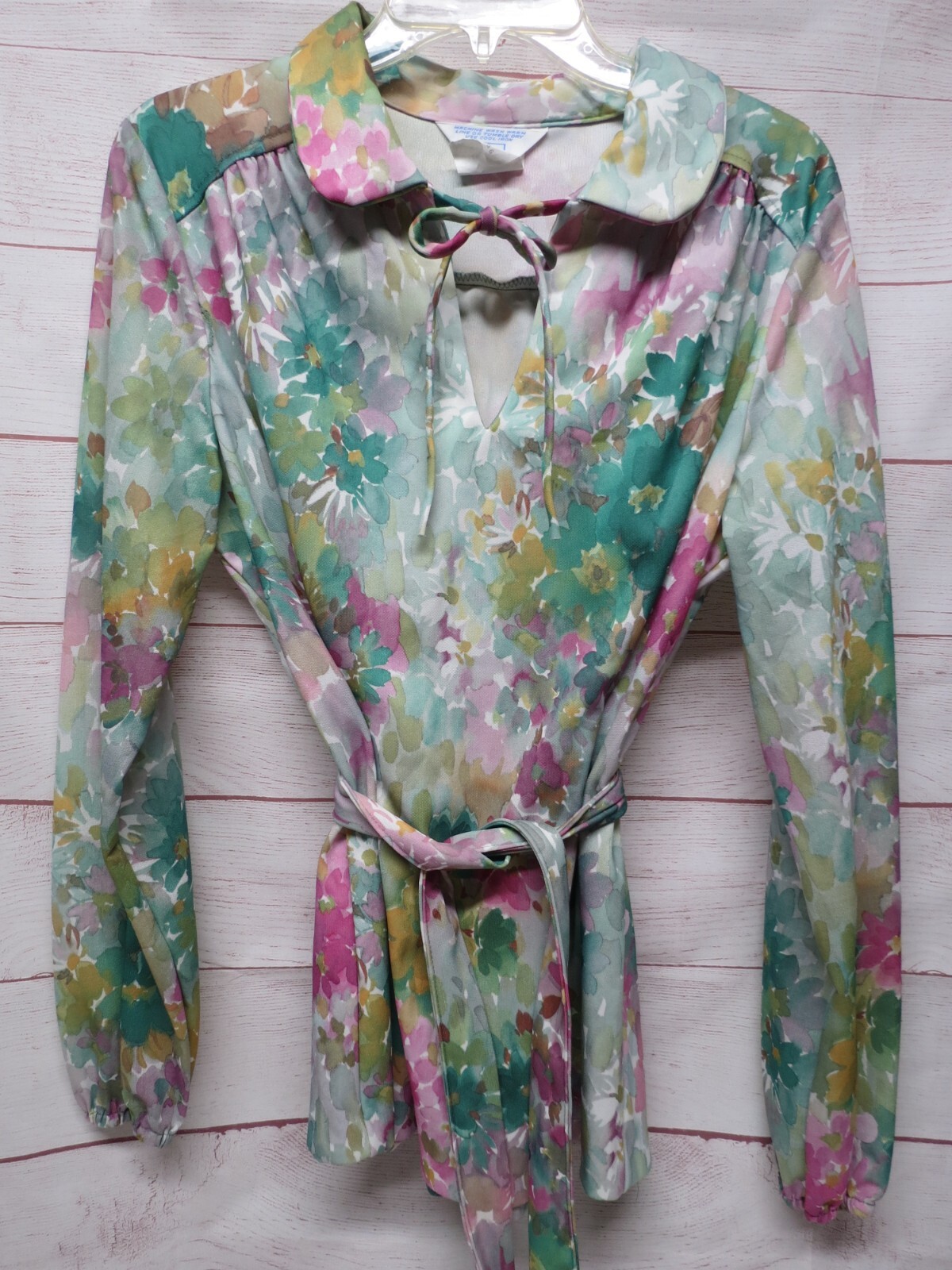 Vintage Sears Size 18 XL Floral Blouse w/ Tie Belt – Beautiful!