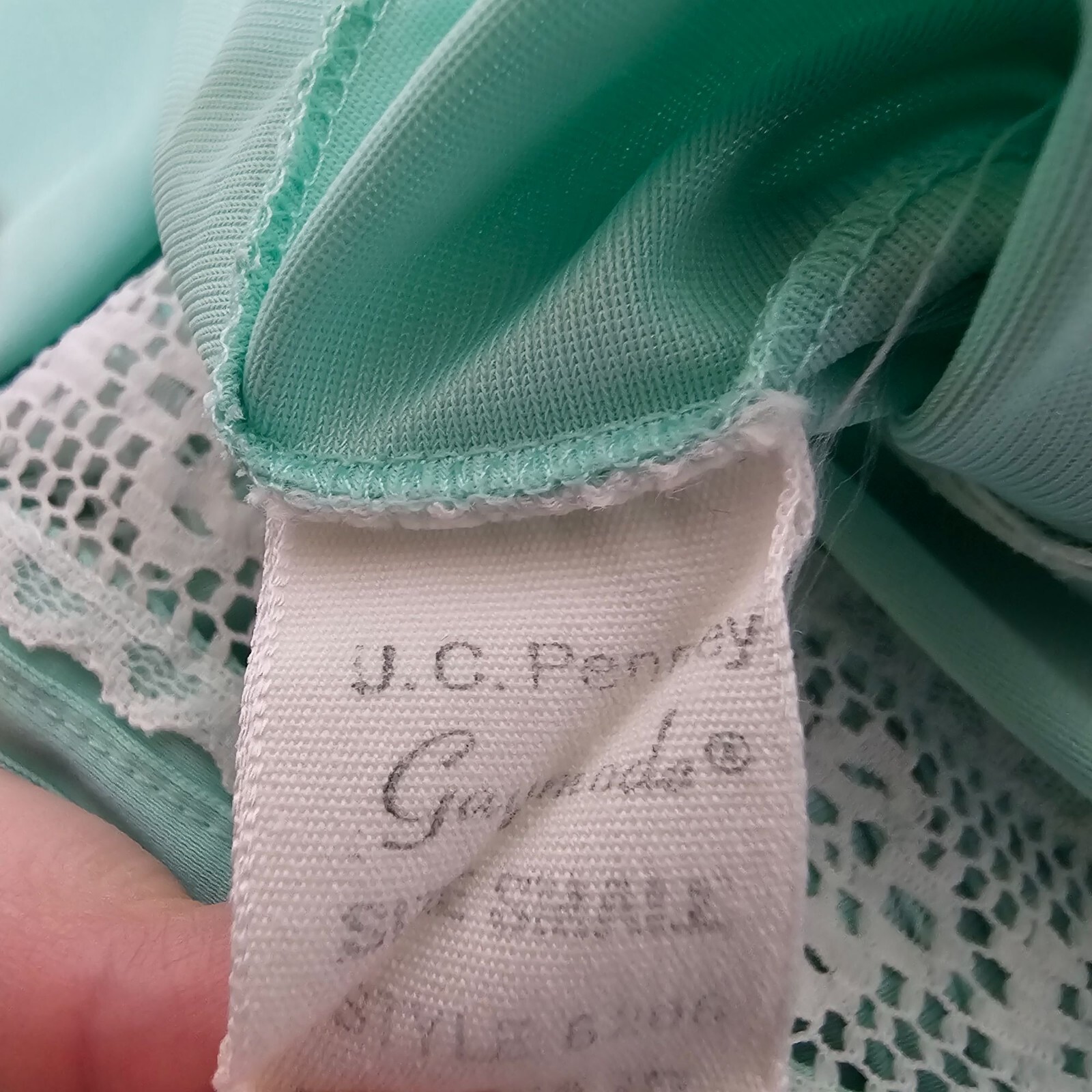 Vintage 70s JC Penney Gaymode Sleeveless Mint Green Long Night Gown Style 6206