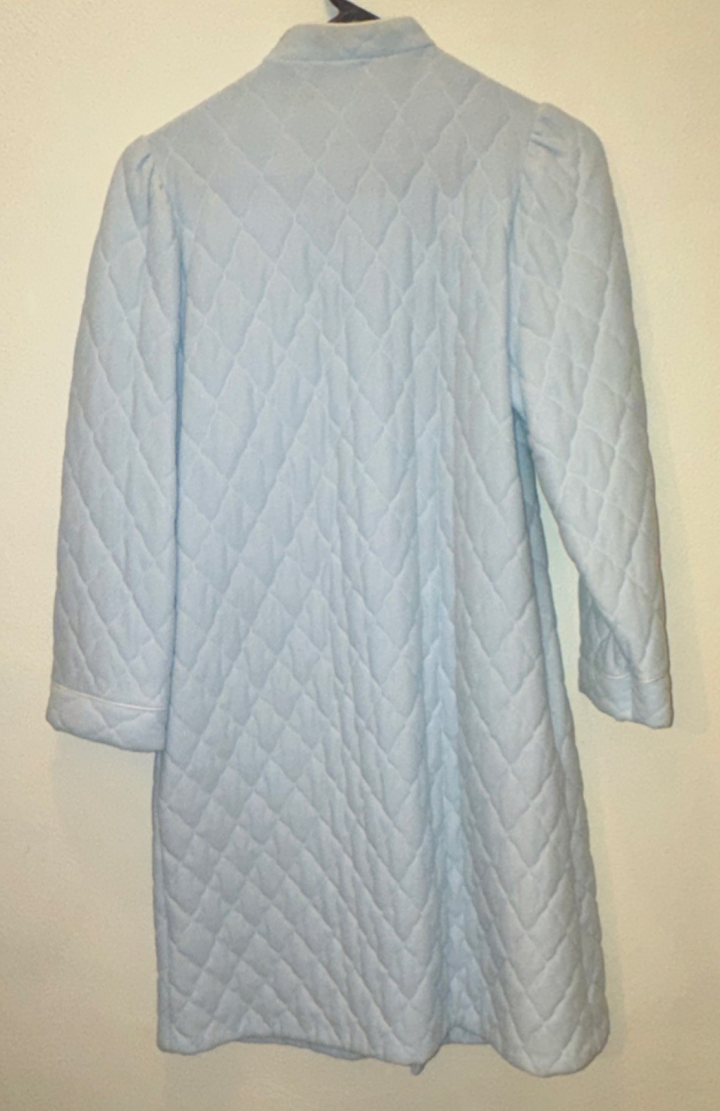 Miss Elaine Vintage Quilted Robe Light Blue 1980s Small Size