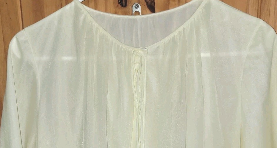 Vanity Fair Butter Cream Yellow Bed Jacket Nitey Teddy Med Womens Layered Gown