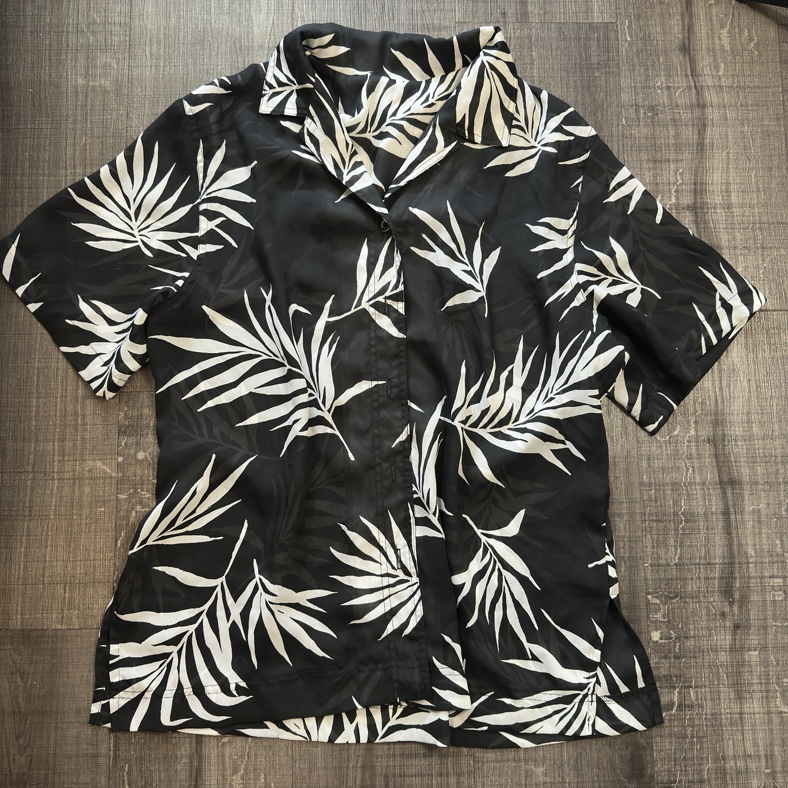 Vintage Southern Lady Tropical Black And White Blouse Womens Size 14