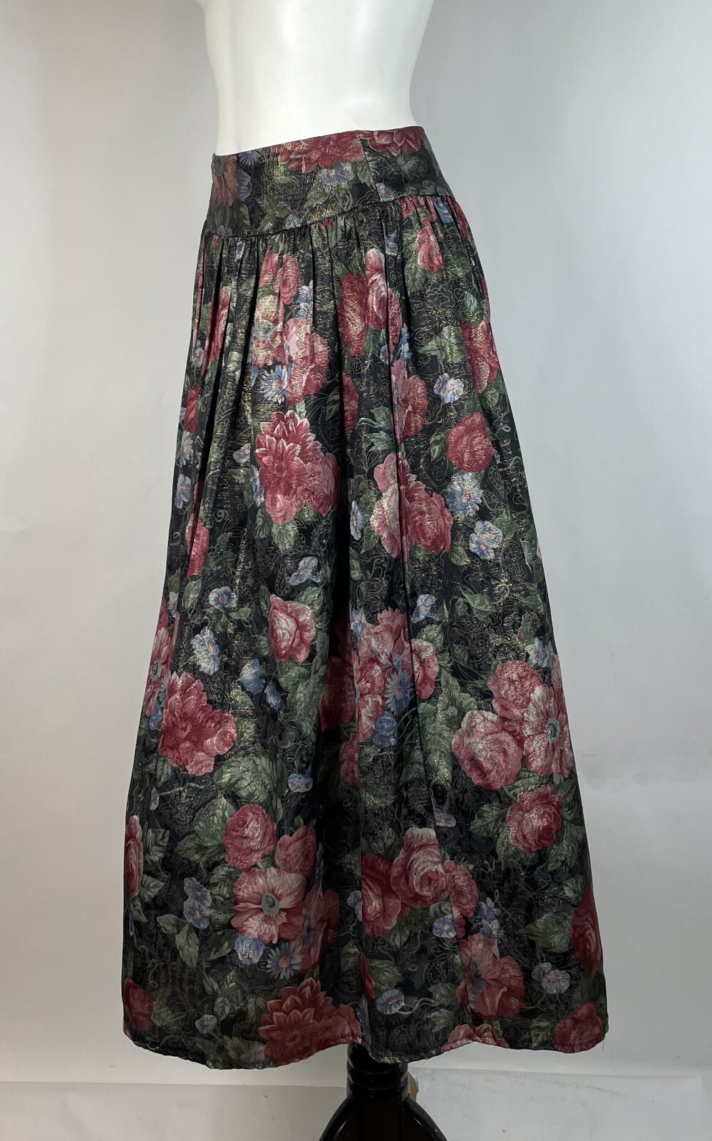 VTG 80s Scott McCLintock long pink and black floral maxi skirt 6