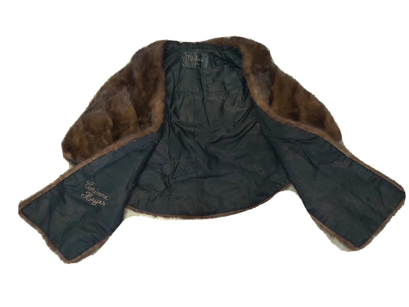 Vtg Genuine Fur Mink Stole Reddish Brown Wrap Coat Cape Shawl Titches Dallas