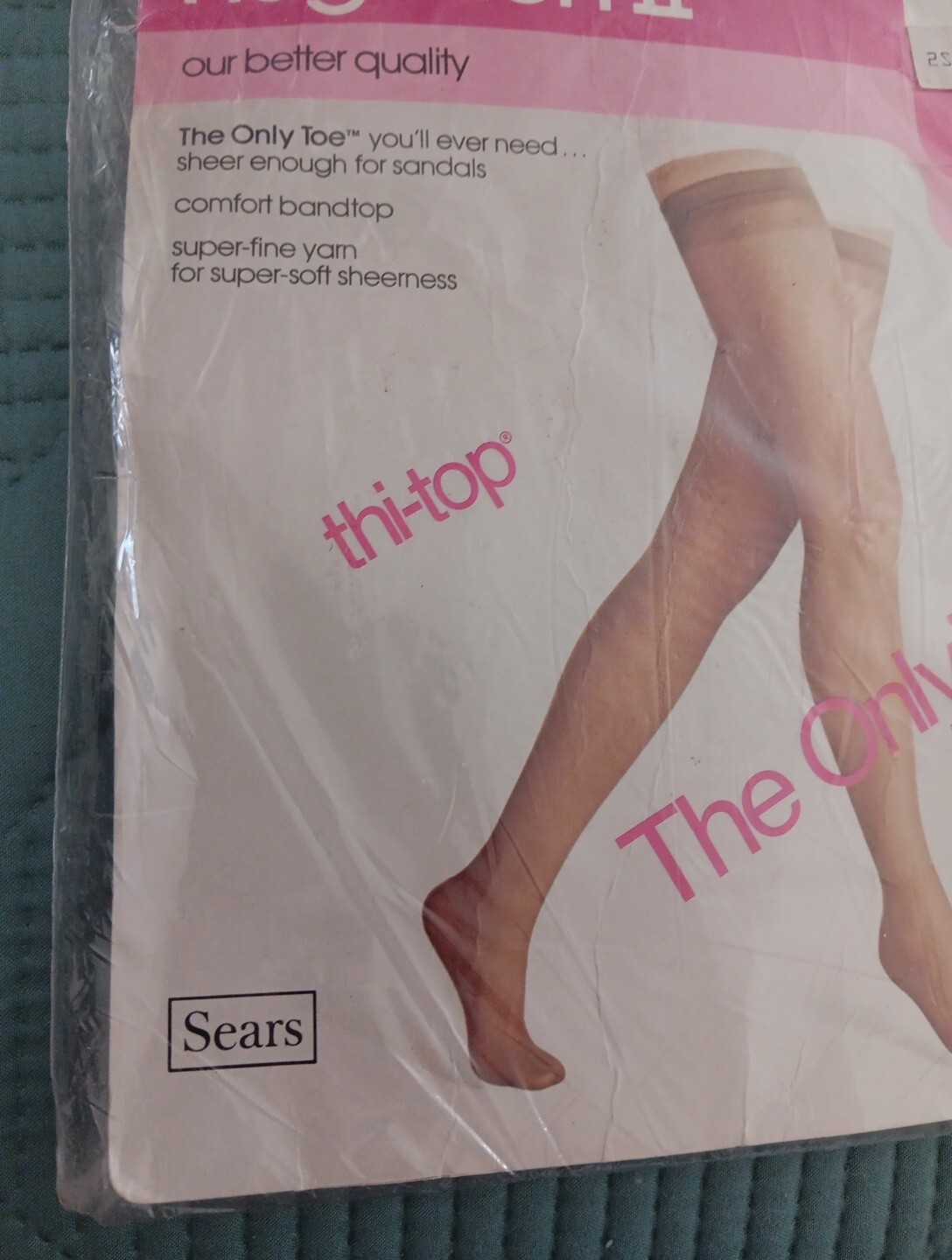 Hug Alon 2 Medium Long Sandstone Thi Top Stockings Vtg Sears Original Tags