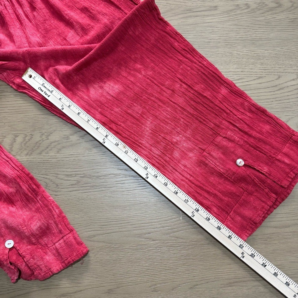 Cotonways Vintage Textured Pull On Pants Elastic Waist Boho Resort Cottagecore