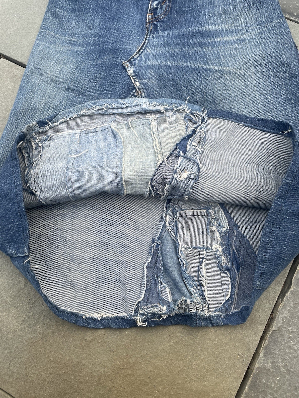 Vintage 1970s Orange Tab Levi’s Big E Custom Jean Skirt Selvedge Denim USA READ