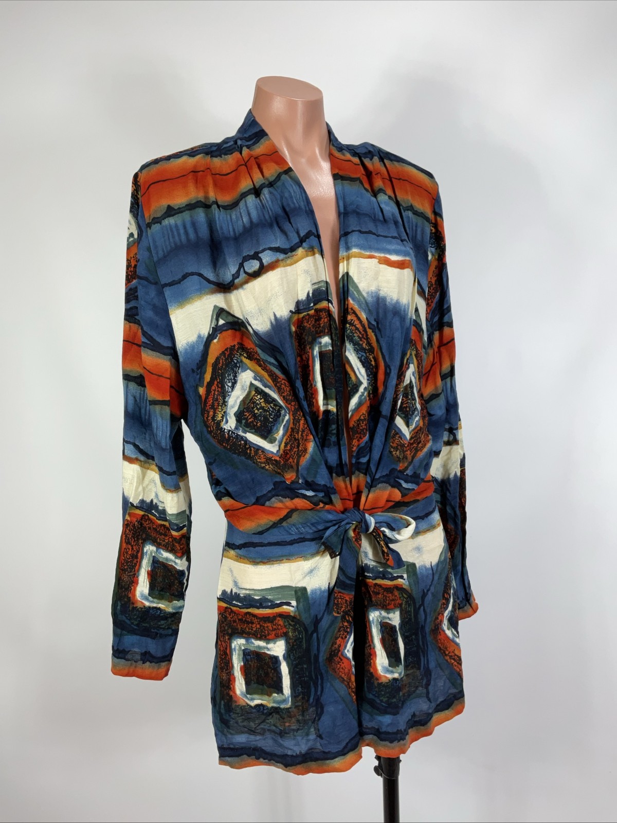 Vintage 90s Santa Cruz Sportswear Jacket Blazer Duster XL Open Aztec Western