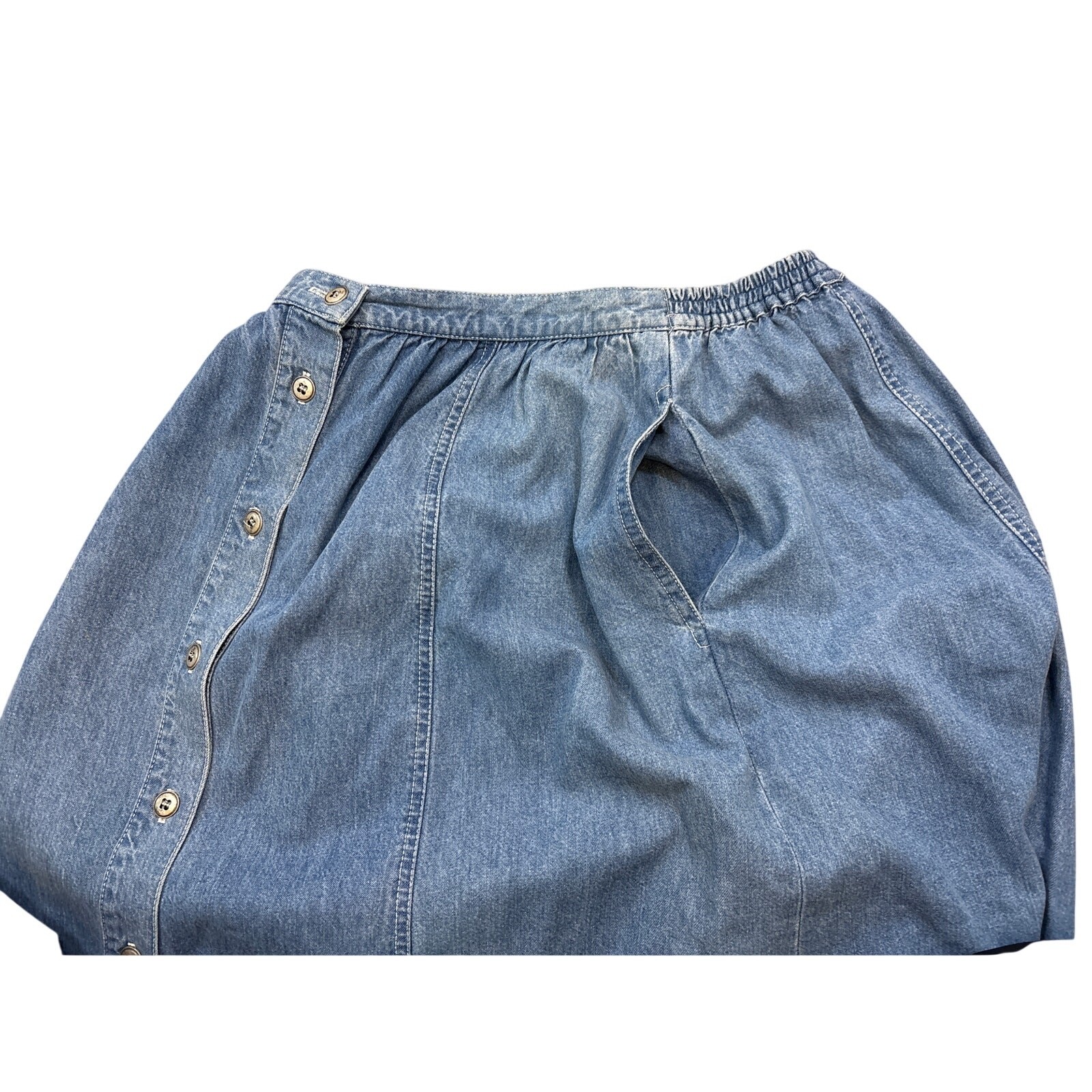 Vintage Essential Elements Denim long Jean Skirt button up maxi A line Large