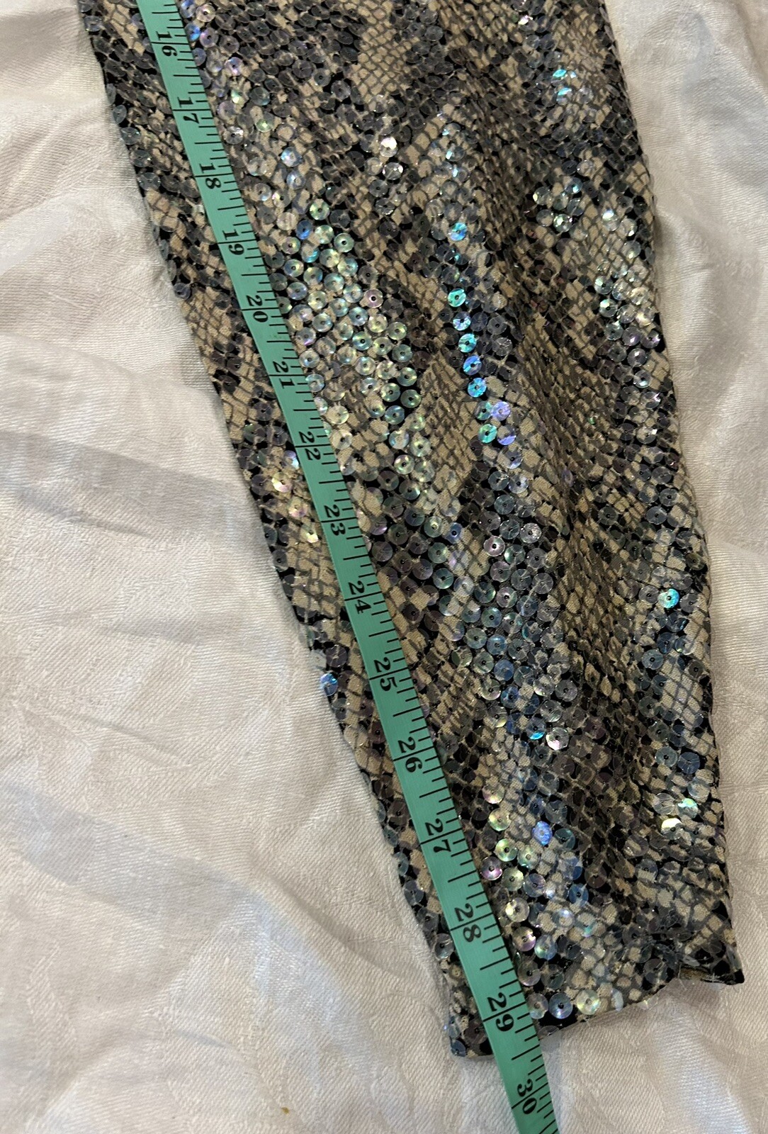 Vintage 80s Luxury Pant Suit Sz S Sequin Jersey Snakeskin Rhinestone CRISCIONE