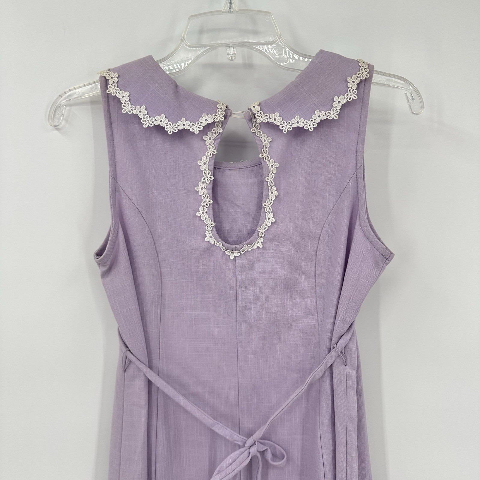 vintage 70S LILAC MIDI DRESS sundress LARGE cottagecore soft feminine twee