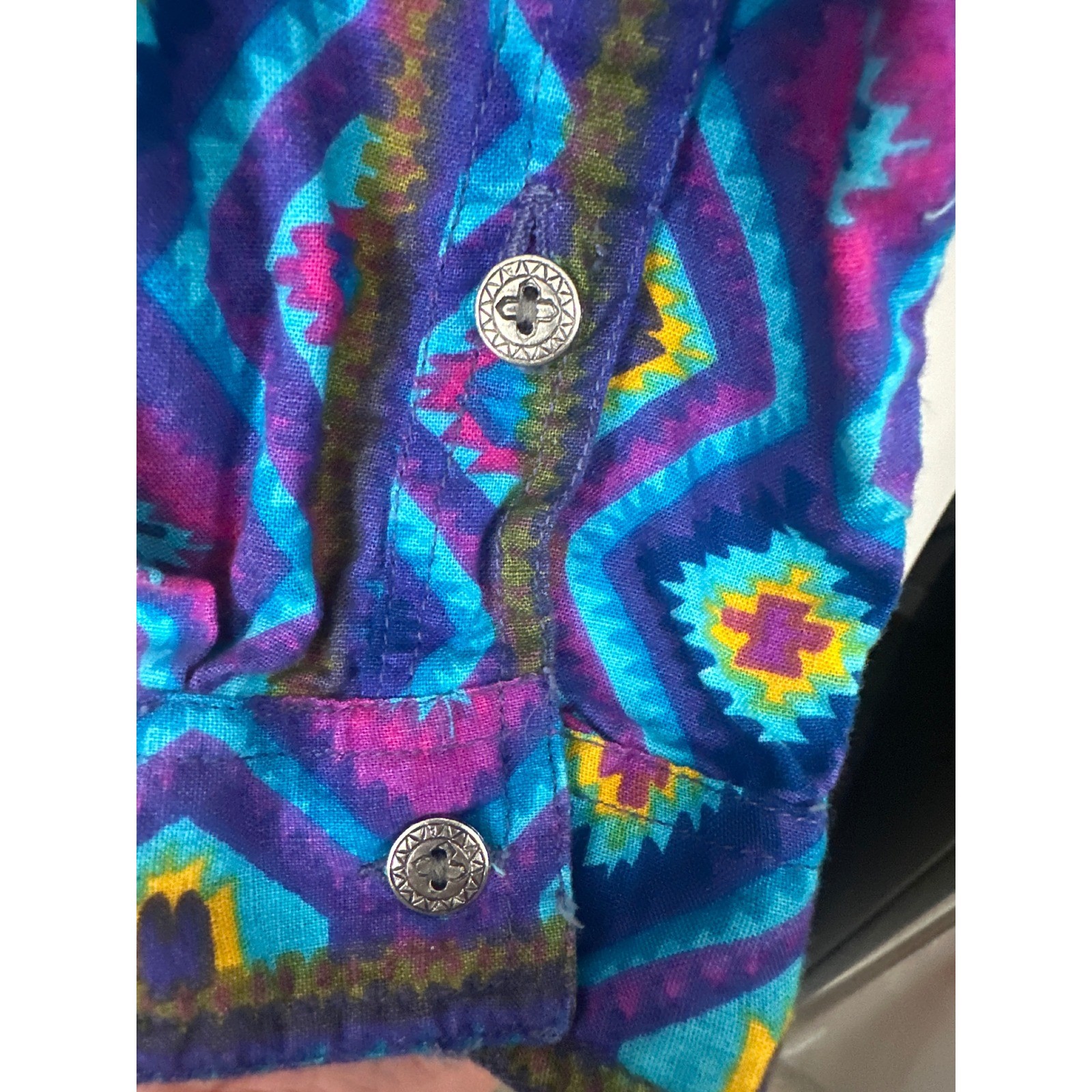 Vintage Rodeo Western Wear Womens Cropped Southwestern Geometric Shirt Purple M