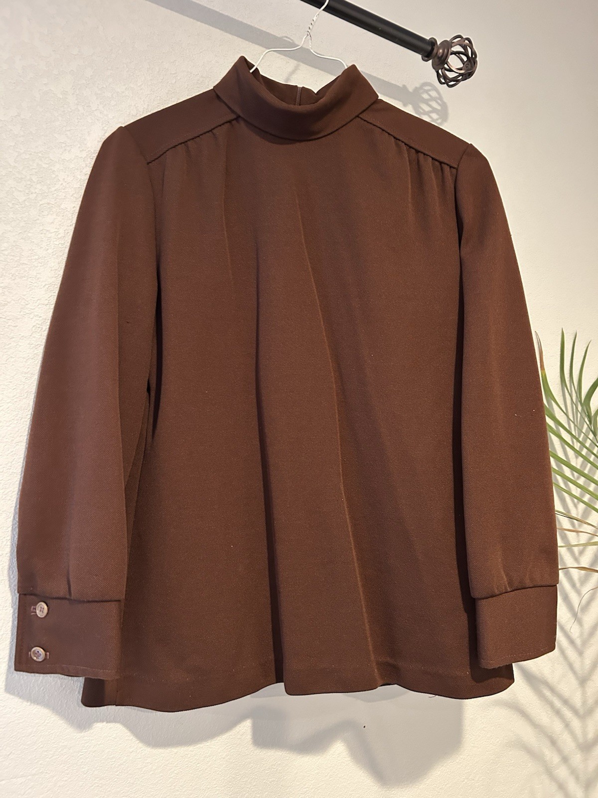 Vintage 70’s Russ Brown Turtleneck Blouse, Classic Minimalist Vintage