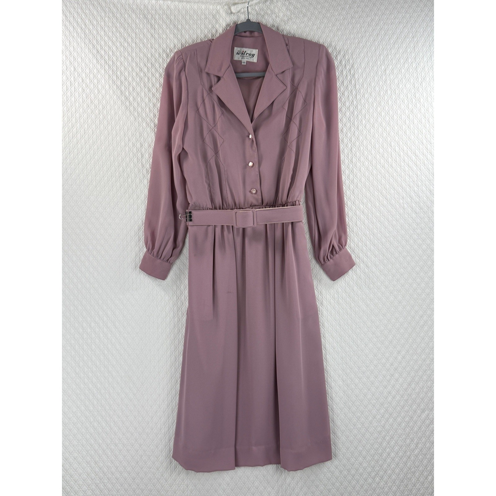 Wilroy Traveller Womens Vintage 6 Mauve Long Sleeve Belted Midi Dress