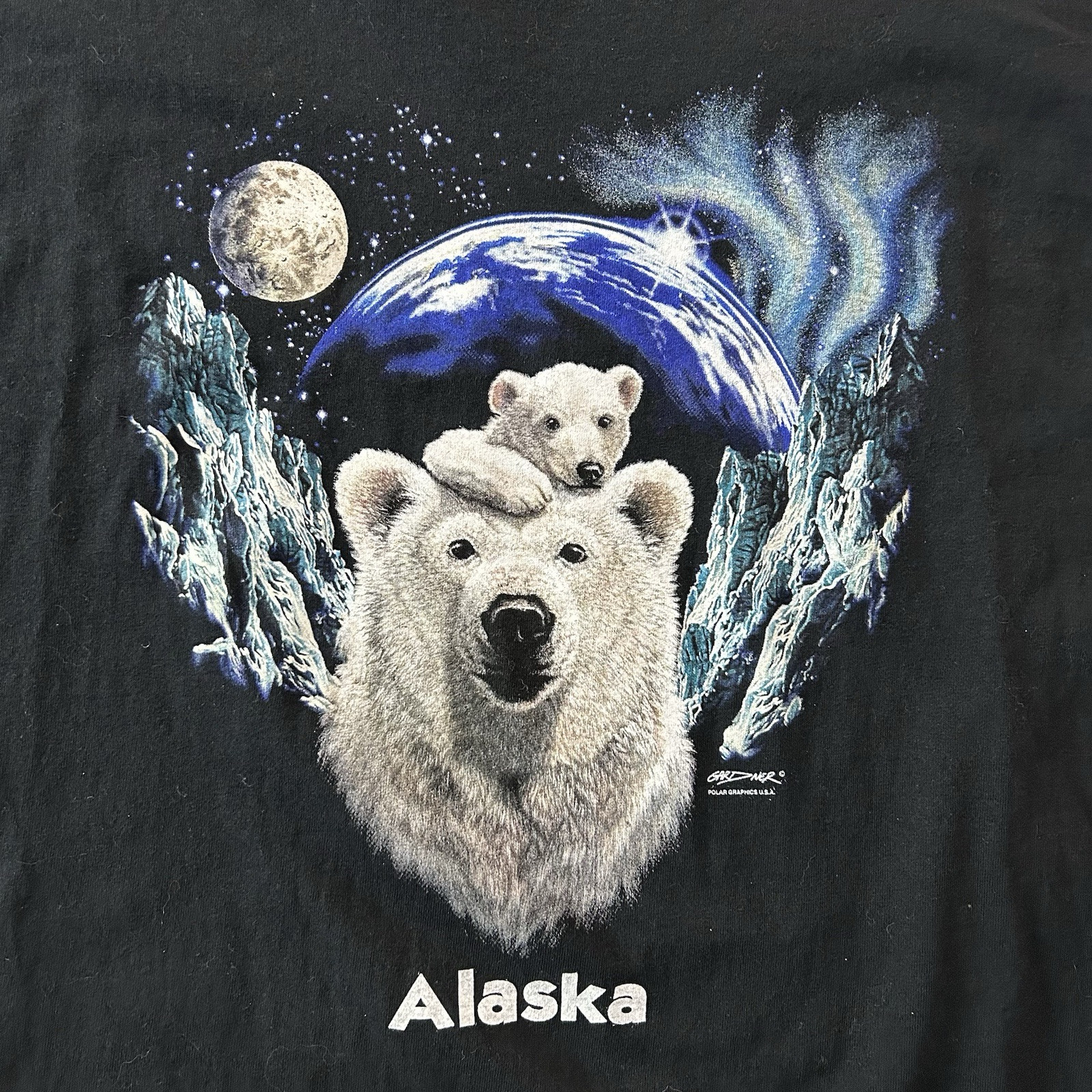 Vintage 90s Anvil Alaska Polar Bear Nightshirt Single Stitch Sleep Shirt Dress