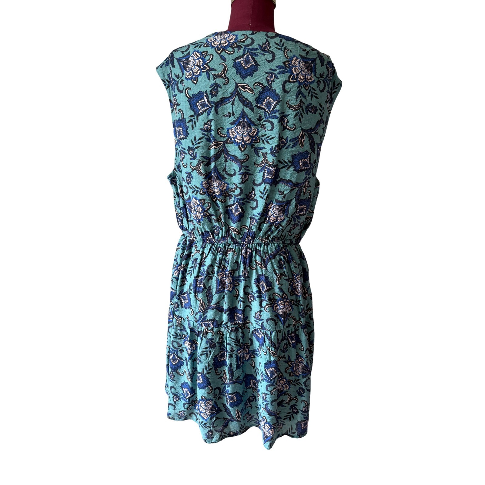 Evereve Mini Dress Georgia NEW Sleeveless Floral Blue Teal Multi XL