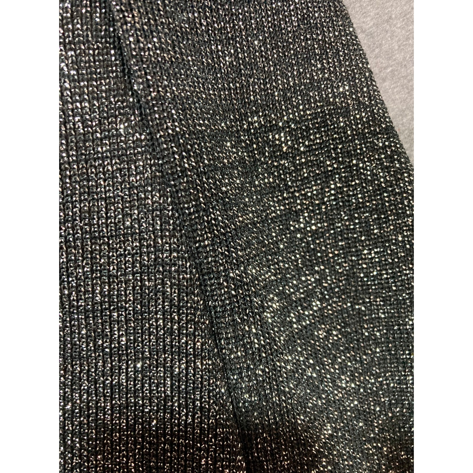 Vintage Tally Boutique 80s Asymmetric Sequin Metallic Blouse Black Silver 8