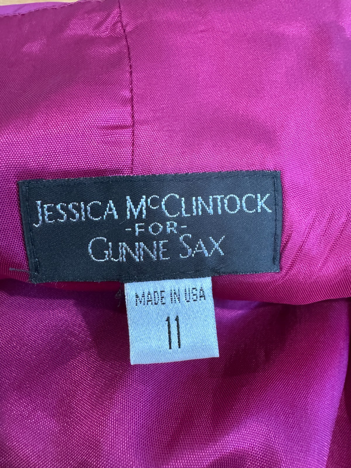 Vintage 90s Jessica McClintock Gunne Sax Fuchsia Pink Halter Formal Gown Sz 11
