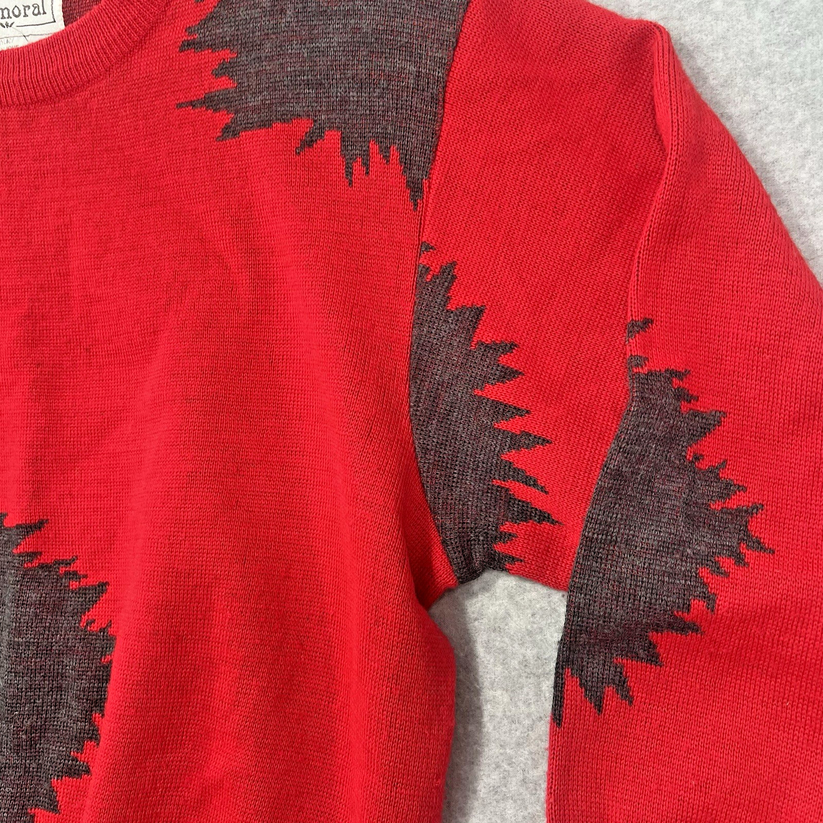 Vintage Balmoral pullover sweater Womens M wool blend dolman Red Gray H Kong 80s