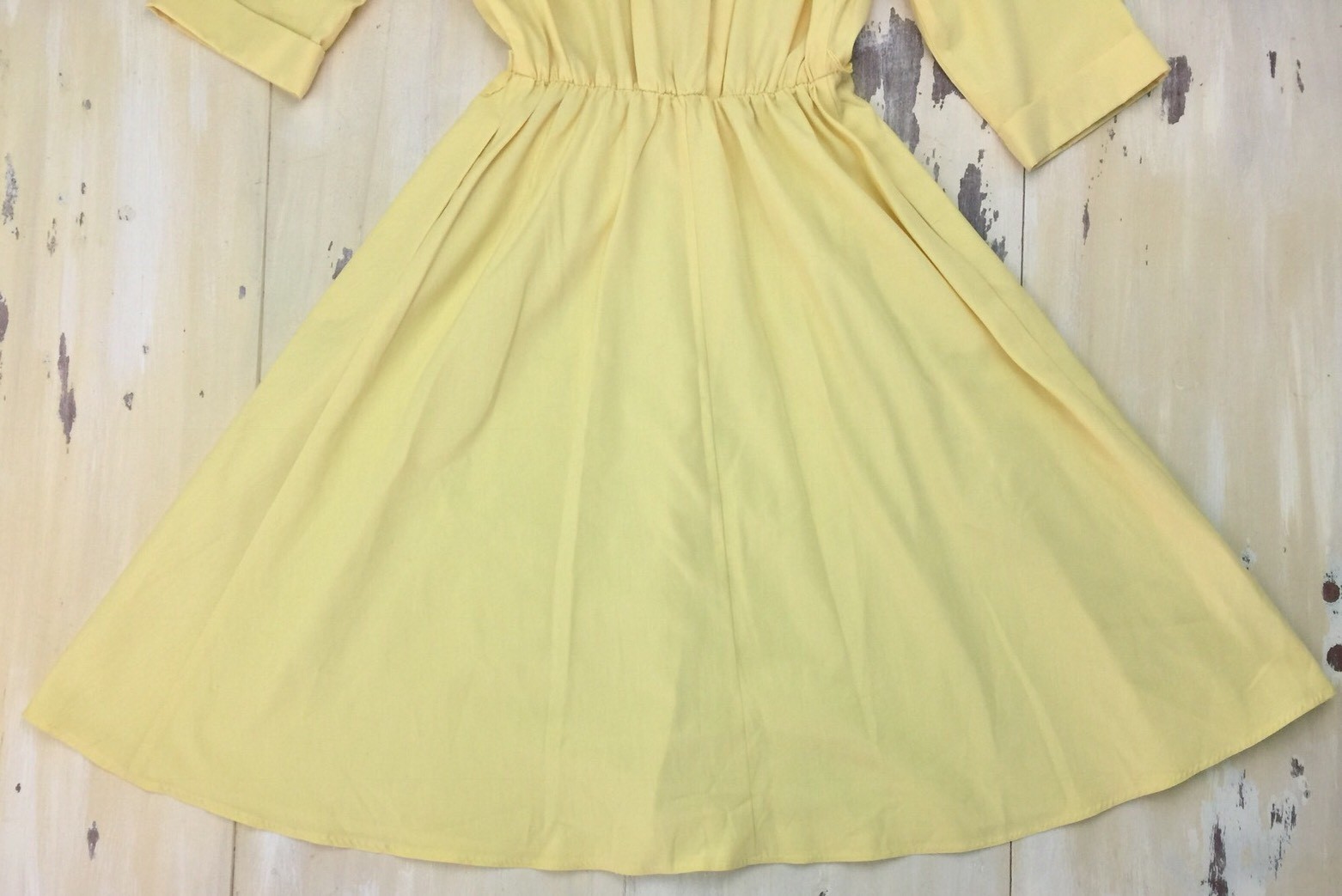 PETITES by WILLI – Vtg 60s Yellow Pin-up Mom Dress, Shoulder Pads, Womens 10 10P