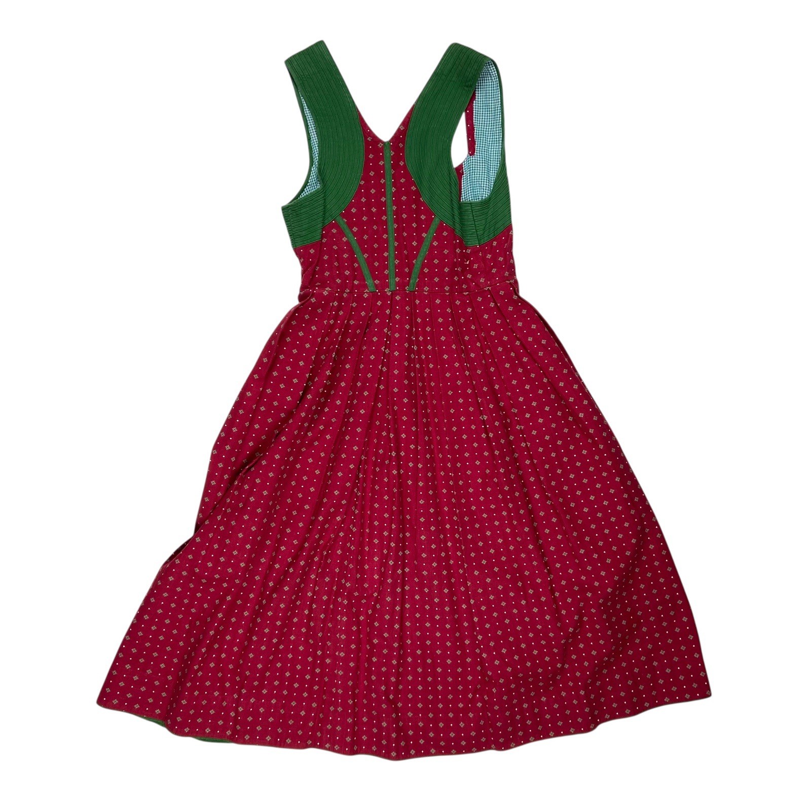 Vintage Women’s Red & Green Dirndl Dress Oktoberfest German Bavarian 40