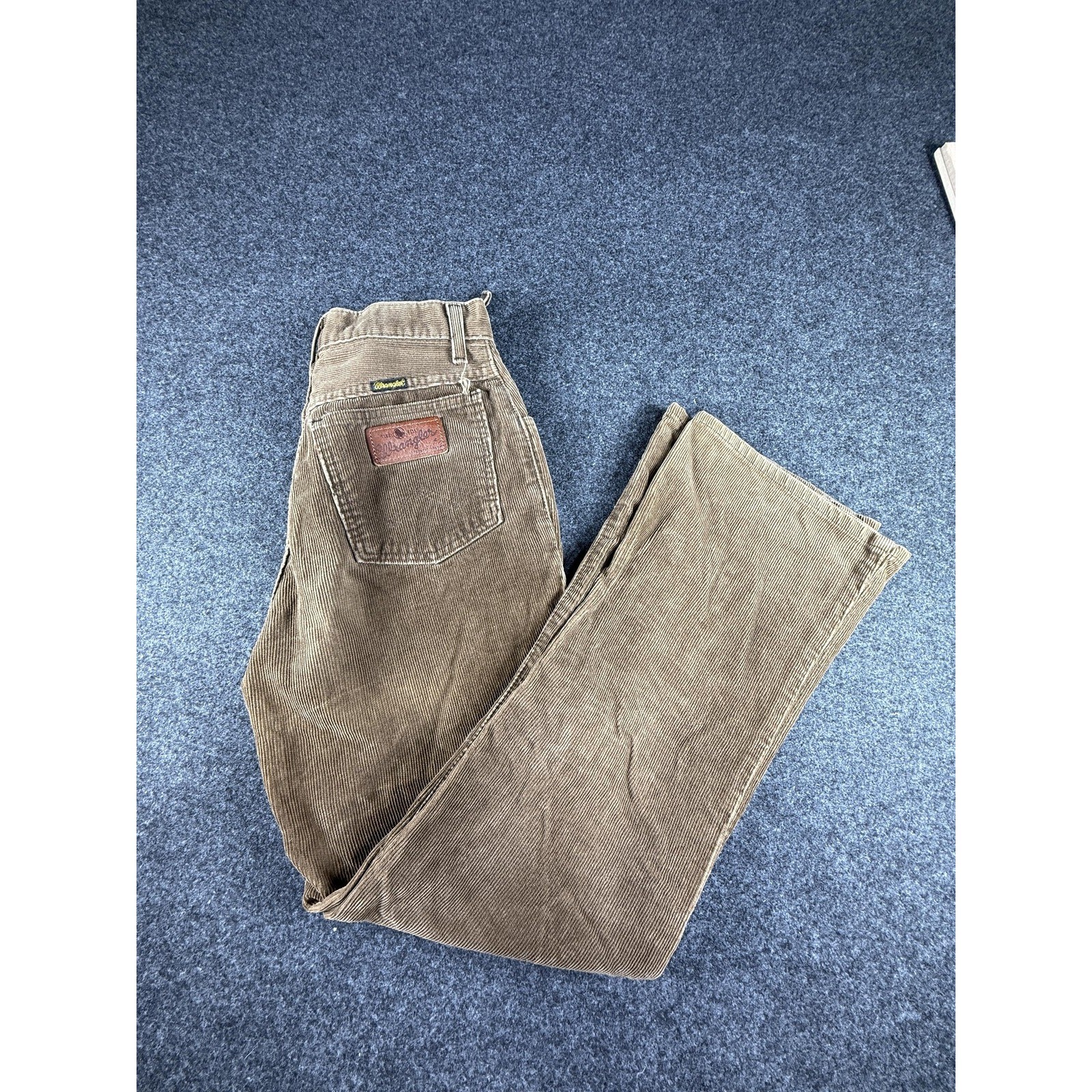 Wrangler High Rise Wide Leg Tan Corduroy Pants Size 27 Vintage Boho Retro Grunge