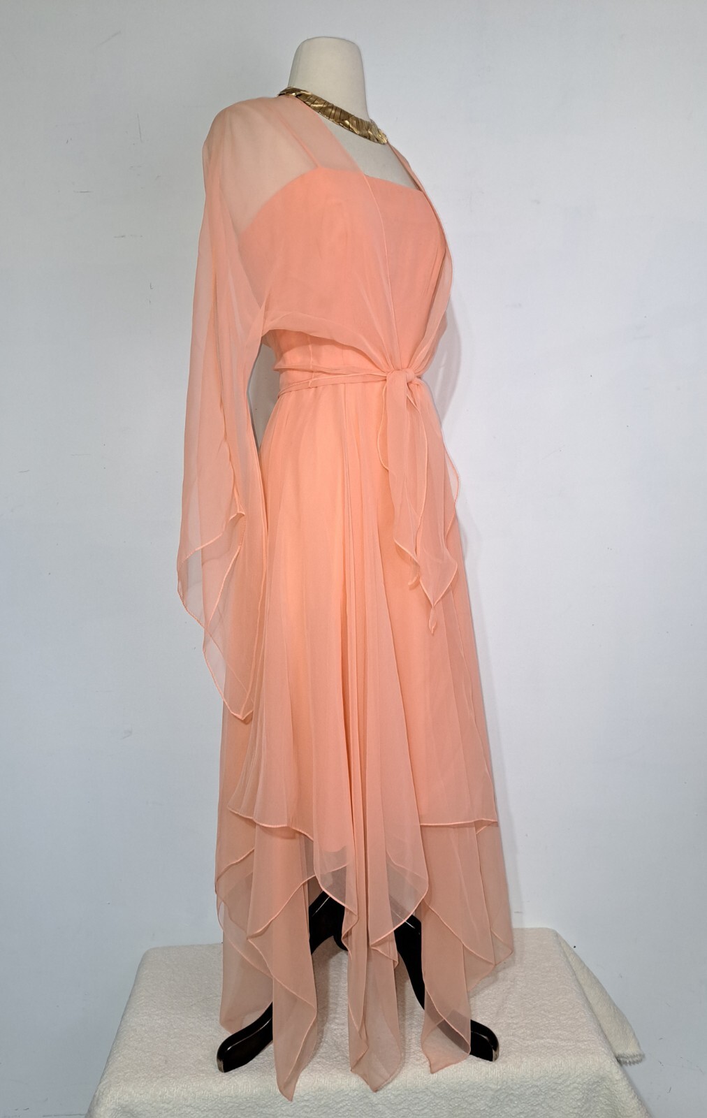 Vintage 1970s Handkerchief Festival Dress XS Don Luis de Espana Double Chiffon
