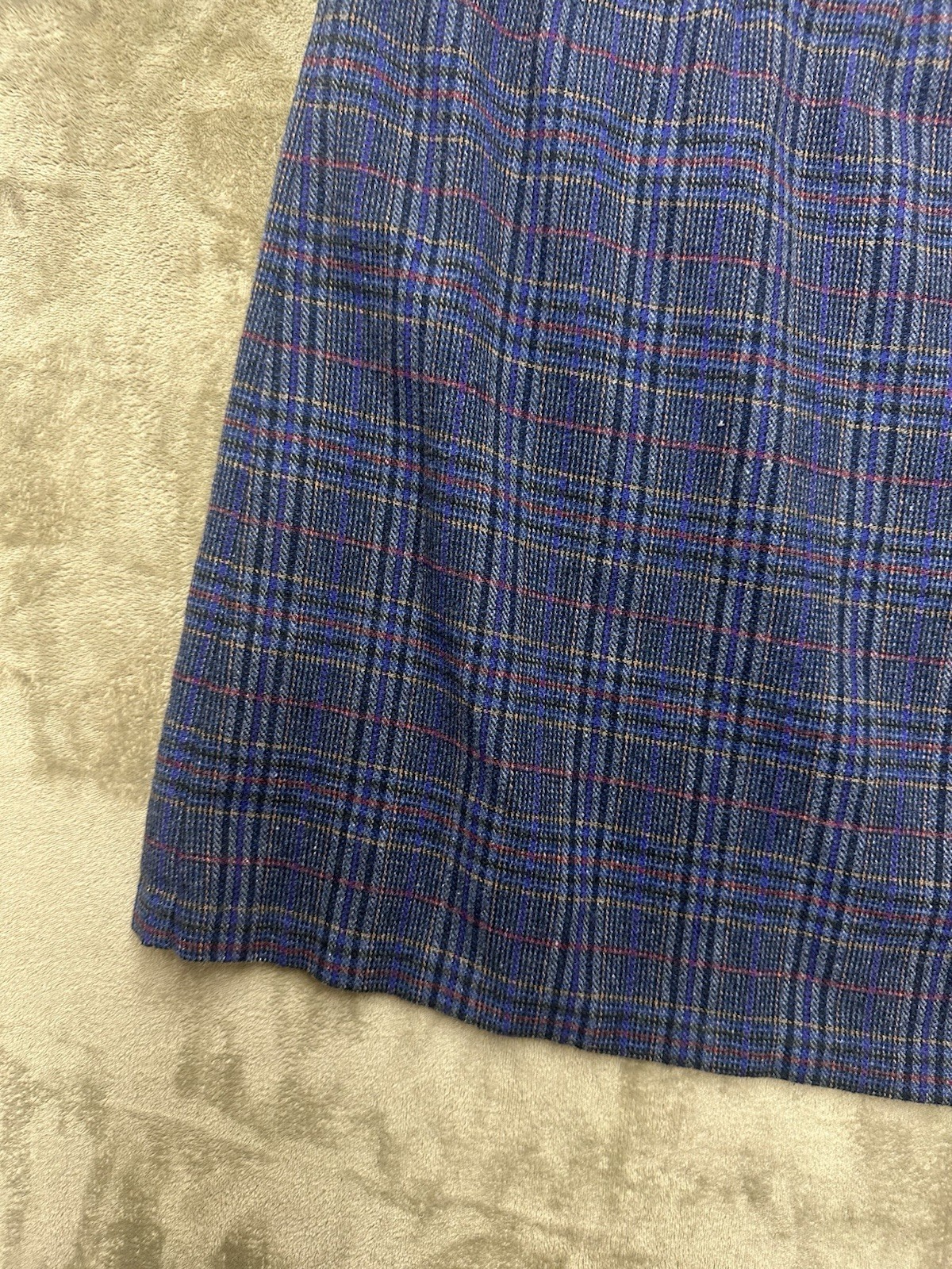 Vintage Skirt Katie Brooke Brown Plaid Wool Blend Lined Pencil size 8