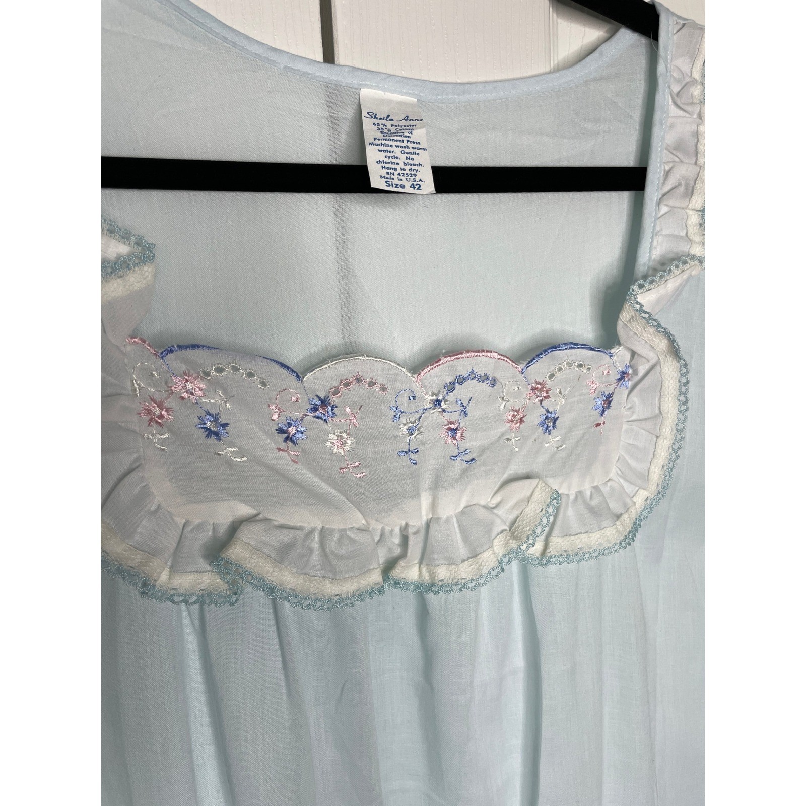 Sheila Anne House Dress Nightgown Vintage Cottagecore Coquette Blue Cotton Large